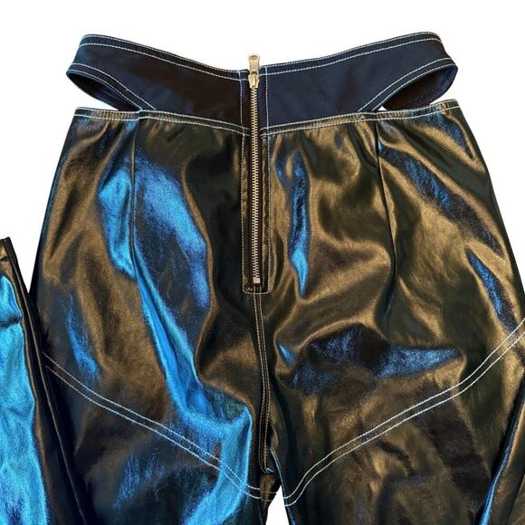 I.AM.GIA Paris Pants Black Vinyl Cutout Trousers Size M 796W - Picture 7 of 14